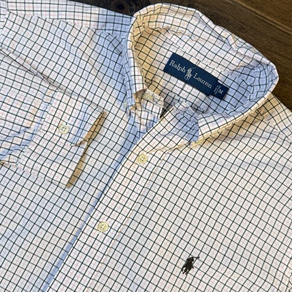 Polo Ralph Lauren Other - Polo Ralph Lauren Button‎ Down Shirt Men's Med Windowpane Plaid Pink Brown *